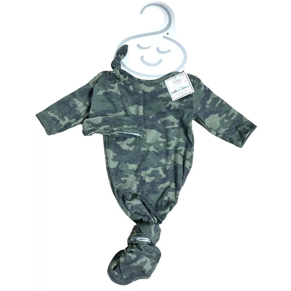 Toby Fairy 2 Piece Baby Hat & Gown Set Includes Hat & Newborn Gown - Green Camo